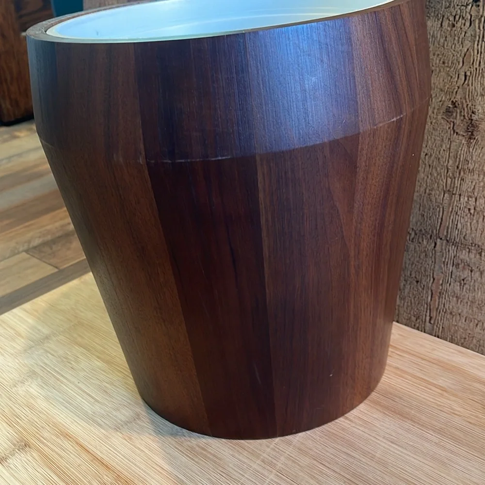 Vintage Vermillion Walnut Wood Ice Bucket MCM Dansk Era Large